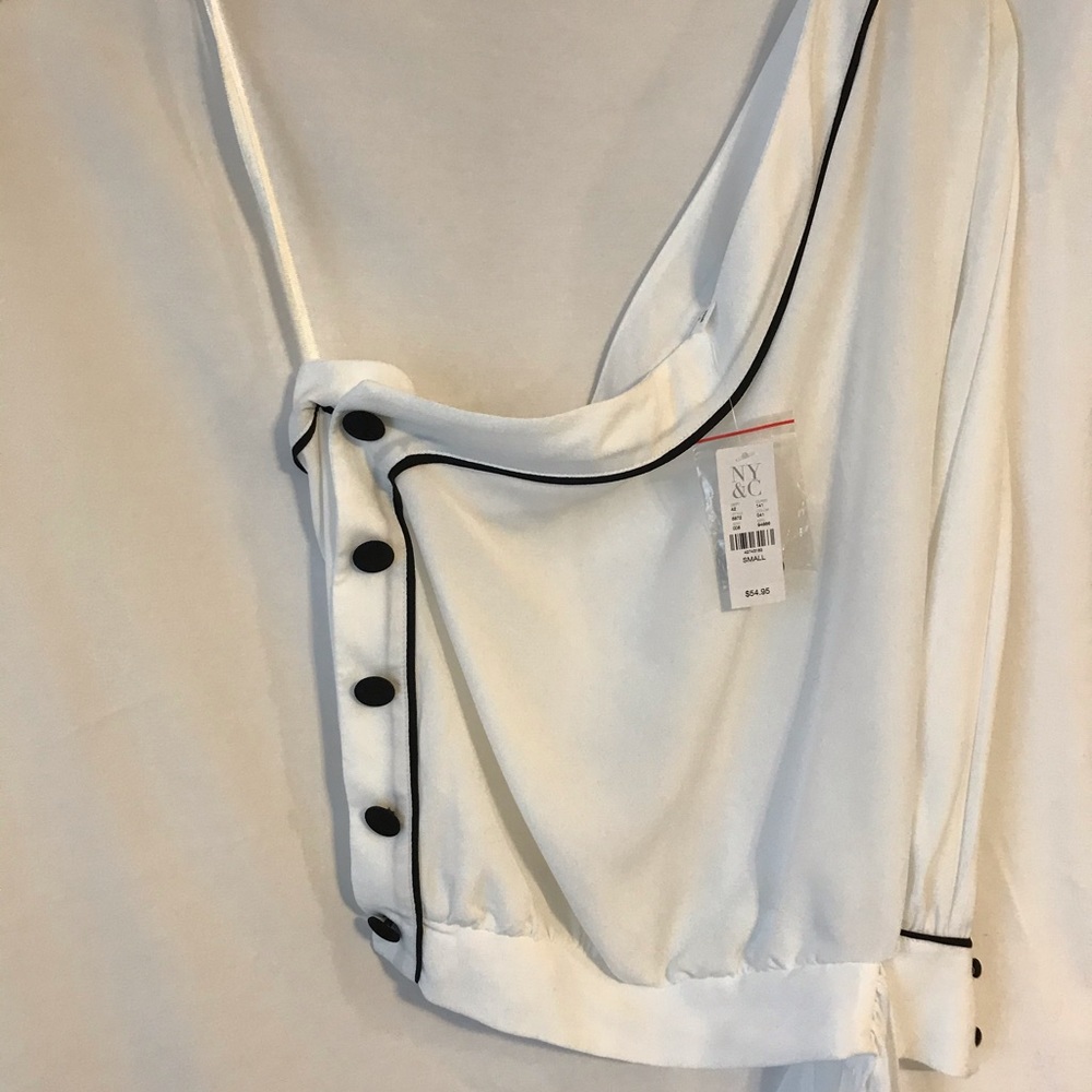 New York & Co. off white, off one shoulder top